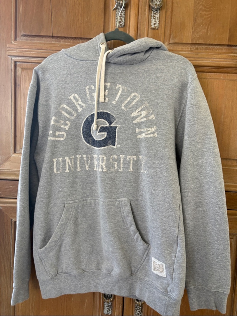 Original Retro Brand Georgetown University Gray Hooded Sweatshirt with Navy G
